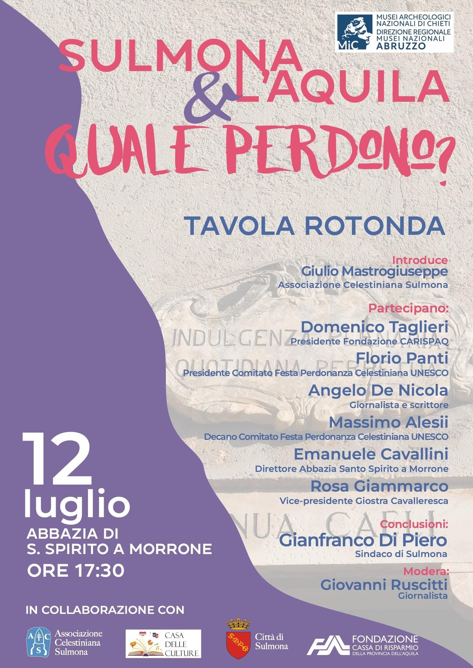Tavola rotonda – Sulmona e L’Aquila: quale perdono?